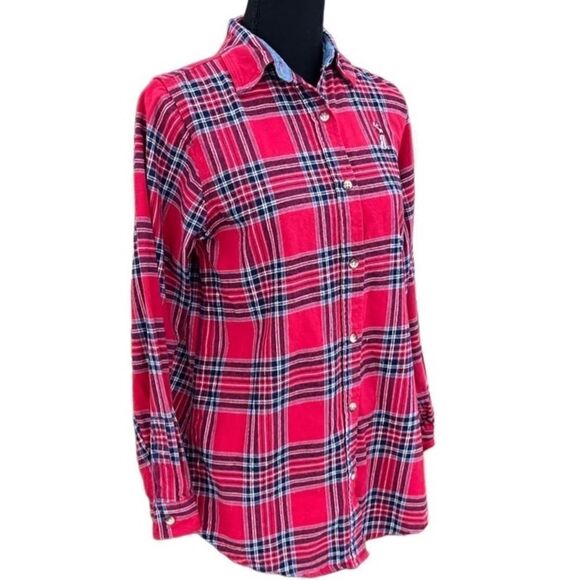 Backpacker red plaid cotton flannel button front shirt size M - Picture 5 of 6
